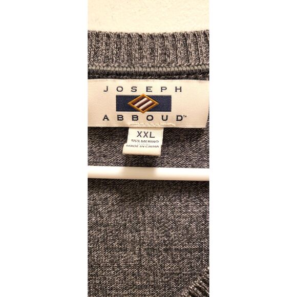 Joseph Abboud Men's Sweater 2XL Gray V Neck Cable Preppy - Picture 4 of 4